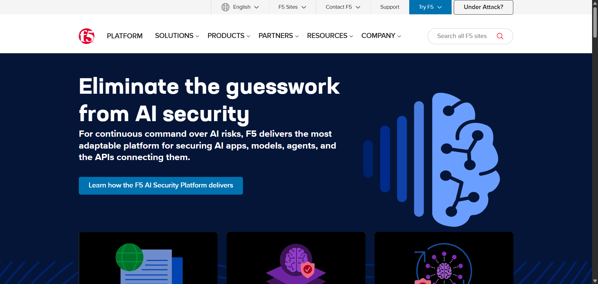 Screenshot of F5 AI security platform messaging